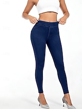 levne -Dámské Džíny Legíny Jeggings prázdniny Šik ven Na běžné nošení Plná délka Středně vysoký pas Bez vzoru Kapsy Elastický pas Pohodlný Vysoká pružnost Denní Domů Venkovní Námořnická modř Jaro Podzim