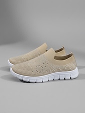 economico Sneakers da donna-scarpe da ginnastica slip-on da donna con strass rosa - tomaia in Flyknit traspirante, leggere &amp;scarpe sportive casual scintillanti per camminare, fare jogging, viaggiare, indossare ogni giorno