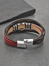 billiga Herrsmycken-Herrarmband i flerskiktat konstläder med vikingatrender – flätat konstläderarmband i flera färger, bohemisk punkstil för strandsemester, vardagskläder och present till honom