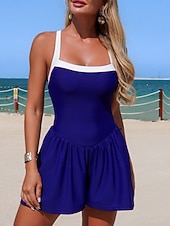 abordables Robes de bain-Femmes Maillots de Bain Une Pièce Robe de Bain Maillot de bain Contrôle du ventre Taille haute Mince Dos nu Vacances Tenues de plage Couleur Unie Col Halter Sans manches Maillots de bain