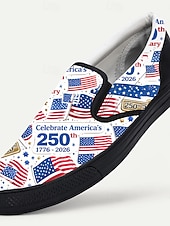  Herrsneakers för patriotiska 250-årsjubileum – röd, vit och blå amerikansk flaggdesign, bekväma slip-on-skor för att fira självständighetsdagen och nationella evenemang