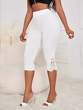 economico Leggings semplici-Per donna Pantaloni capri leggings casual Vacanza Moda Streetwear Lunghezza al polpaccio Vita Alta Semplice Pizzo Elastico in vita Comodità Elasticizzato Quotidiano Vacanza Streetwear Nero Bianco