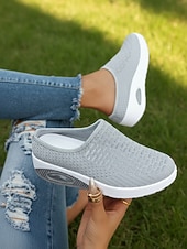 Χαμηλού Κόστους Γυναικεία Sneakers-Γυναικεία κόκκινα casual αθλητικά mules με πλατφόρμα αέρα - αναπνεύσιμο πλέγμα στο πάνω μέρος, ελαφριά και άνετα παπούτσια για περπάτημα για γυναίκες, ιδανικά για καθημερινή χρήση, ταξίδια, ψώνια,
