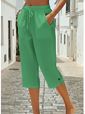 economico Pantaloni-Per donna Pantaloni capri Chinos Streetwear Essenziale Casual Lunghezza al polpaccio Vita media Semplice Coulisse Tasca Comodo Elasticizzato Quotidiano All'aperto Streetwear Blu Bianco Rosa Arancione