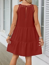 economico Vestiti-Per donna Mini Abito Abiti effetto lino Vestito Estivo Abito a trapezio Abito Estivo Vacanza Casual Quotidiano Spiaggia Vestibilità comoda Semplice Senza Maniche All'americana Blu blu navy Nero Bianco