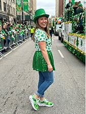  Damskor med shamrockmönster och St. Patrick's Day-motiv - Lätta, andningsbara snörskor för parader, festivaler, resor och promenader &aktiv fritidskläder
