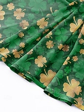  Bufanda de poliéster con diseño de trébol para mujer, de gasa transpirable, con estampado de trébol verde, perfecta para el Día de San Patricio y para uso diario.