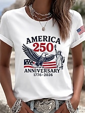 ieftine Ziua Independenței Top-Ziua Independenței Americane Pentru femei Tricou Imprimeu Grafic Ziua Independenței Epocă Stilat Clasic Manșon scurt Stil Nautic Topuri obișnuite Zilnic Albastru piscină Negru Alb Roz Îmbujorat