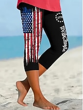 halpa Itsenäisyyspäivän Housut-itsenäisyyspäivä patrioottinen naisten chinot legginssit loma muoti katutyylinen capri korkea vyötäröhousut amerikkalainen lippu mukavuus pehmeä mukava joustava päivittäinen ulkoilma loma sininen