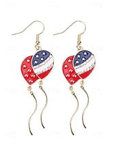 economico Accessori-Orecchini pendenti patriottici in lega per donne per il 250° anniversario degli Stati Uniti stili multipli della bandiera USA e cuori gioielli dichiarativi rossi bianchi e blu per feste e festival
