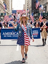  USA:s 250-årsjubileum Dam America atletiska sneakers - USA-flagga tryck lätta löparskor Dämpad sula patriotiska träningsskor för 4 juli firande parader