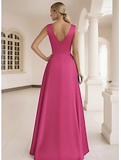 economico Abiti da ballo-Abito da ballo Lunghezza al pavimento Abito da ballo con sopragonna Elegante Senza Maniche Scollo a V Matrimonio Formale Raso Pizzo con Fiore ricamato Fiori 3D