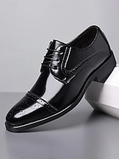 preiswerte Derby Schuhe-Schwarze und weiße Oxford-Schuhe für Herren aus Kunstleder, elegante Hochzeitsschuhe für Bräutigam und Hochzeitsgesellschaft