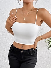 halpa Yksinkertainen säiliö-Naisten Hihaton Pusero Camisole Tank Top Tavallinen Tyylikäs Seksikäs Moderni Hihaton Nelikulmainen kaula-aukko Rajaa topit Päivittäin Pyhäpäivä Bile Musta Valkoinen Viini Rubiini Ruskea Kesä Kevät