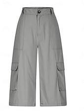 abordables Bermuda-Femmes Bermuda Shorts Capri Pantalon capri Shorts cargo Mode Streetwear Basique Longueur mollet Taille haute Uni Multi-poches Respirabilité Confortable Non Elastique Quotidien Vacances Rue Rouge