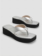 preiswerte Frauen-Weiße Plateau-Flip-Flops für Damen – bequeme, klobige Keilsandalen für den Poolbereich in Luxusresorts und tropische Urlaube &amp;Sommerurlaub am Strand