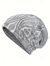 levne Dámské klobouky-Dámská bohémská čepice s paisley vzorem, měkká polyesterová vícebarevná pokrývka hlavy a nákrčník, lehký doplněk ve vintage stylu pro ženy, ideální pro každodenní nošení, dovolenou a cestování