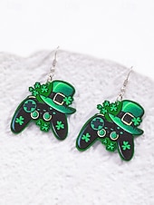 ieftine Accesorii-Cercei acrilici cu trifoi pentru femei, cu tematică de Ziua Sfântului Patrick, cercei ușori cu trifoi și sclipici, bijuterii verzi irlandeze în mai multe stiluri, perfecți pentru parade de sărbători, petreceri și ținute festive.