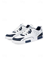 cheap Dress Sneakers-Men's Faux Leather Casual Sneakers, Comfortable Stylish Shoes for Garden Weddings, Ideal for Casual Wedding Guests