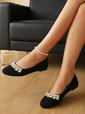 baratos Sapatilhas de mulher-Sapatilhas de camurça rosa-choque femininas com detalhes em strass – calçado confortável e fácil de calçar para uso diário, trabalho e compras.