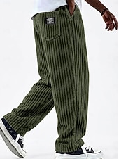 olcso alkalmi nadrág-Férfi Nadrág Kordbársony Nadrág Téli nadrág Alkalmi nadrág Zsinór Egyenes lábbal Tömör szín Mokaszinok Teljes hossz Hétköznapi Napi Szabadtéri Divat Klasszikus stílus Fekete Fehér Nem elasztikus