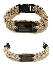 preiswerte Zubehör-USA 250. Jubiläum Männer Amerikanische Flagge Paracord Armband Langlebiges Polyester- und Legierungsmaterial Verstellbare Größe Perfekt für Unabhängigkeitstag alltägliche Freizeitkleidung