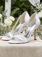preiswerte Braut-Champagnerfarbene Brautschuhe aus Satin mit Kristallbesatz – elegante Hochzeitsschuhe für Stadthochzeiten