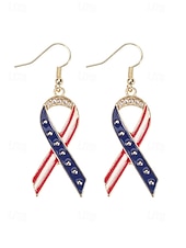 economico Accessori-Orecchini pendenti patriottici in lega per donne per il 250° anniversario degli Stati Uniti stili multipli della bandiera USA e cuori gioielli dichiarativi rossi bianchi e blu per feste e festival