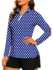 economico Camicia Donna-Per donna Geometrico A Pois A righe Top Maglietta Maglietta sportiva Polo da golf Manica Lunga Pois Righe Stampato UPF50+ Resistente ai Raggi UV Protezione UV Elastico Traspirante Pilates Pallavolo