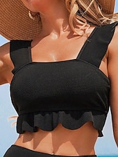 abordables Conjuntos de bikini-Mujer Bañadores Bikini 2 piezas Falda Traje de baño Delgado Espalda al Aire Vacaciones Ropa de playa Color sólido Cuchara Sin Mangas Trajes de baño