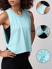 voordelige Gewone Tank-Dames Blouse Uitgesneden Effen Actief Casual Mouwloos Strakke ronde hals Normale tops Dagelijks Feestdagen Uitgaan blauw Zwart Wit Oranje Zomer Lente