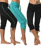 cheap Athletic Shorts-Women's Capri shorts Capri Pants Summer Shorts Fashion Streetwear Basic Calf-Length High Waist Plain Drawstring Pocket Elastic Waist Breathability Comfortable Micro-elastic Daily Vacation Street