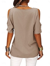 Χαμηλού Κόστους Απλή μπλούζα-Γυναικεία Μπλουζάκι Μπλουζάκι μπλουζάκι Στεγνό διασταύρωση Σκέτο Μοντέρνα Στυλάτο Κλασσικό Κοντομάνικο Στρογγυλή Ψηλή Λαιμόκοψη Κανονικά μπλουζάκια Καθημερινά Εξόδου Σαββατοκύριακο