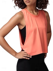 voordelige Gewone Tank-Dames Blouse Uitgesneden Effen Actief Casual Mouwloos Strakke ronde hals Normale tops Dagelijks Feestdagen Uitgaan blauw Zwart Wit Oranje Zomer Lente