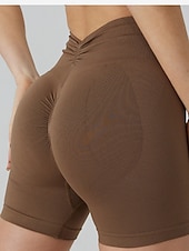 voordelige Sportshorts-Dames Joggingbroeken Chinese Korte broek Vakantie Modieus Streetwear Korte Hoge taille Effen Elastische tailleband Comfortabel Comfort Zacht Hoge Elasticiteit Voor Binnen Sportschool Yoga blauw Wijn