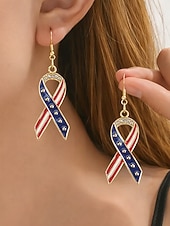 economico Accessori-Orecchini pendenti patriottici in lega per donne per il 250° anniversario degli Stati Uniti stili multipli della bandiera USA e cuori gioielli dichiarativi rossi bianchi e blu per feste e festival