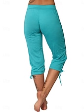 cheap Athletic Shorts-Women's Capri shorts Capri Pants Summer Shorts Fashion Streetwear Basic Calf-Length High Waist Plain Drawstring Pocket Elastic Waist Breathability Comfortable Micro-elastic Daily Vacation Street