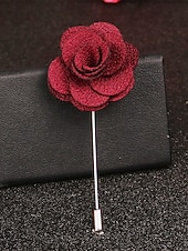 tanie Wesele ACC-Ręcznie wykonana męska broszka z motywem róży - elegancka butonierka z tkaniny poliestrowej na śluby, dodatki do garniturów pana młodego i drużbów, bale maturalne i imprezy - stylowa broszka z motywem kwiatowym w wielu kolorach