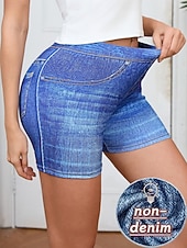 abordables -Mujer Chinos Pantalón corto Ropa de calle Casual Longitud total Media cintura Plano Bolsillo Cintura elástica Confortable Microelástico Exterior Vacaciones Calle Azul Piscina Negro Rosa Marrón