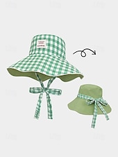  Wendbarer Damen-Bucket-Hat mit breiter Krempe, leichtes Polyester, in verschiedenen Farben erhältlich, beidseitig tragbar mit Schleifendetail, Sonnenschutzkappe für den St. Patrick's Day, Urlaub und Freizeit.
