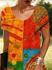 economico Abito Boho Etnico-Per donna Mini Abito Abito Boho Vestito Casual Vestito T-Shirt Vintage Quotidiano All'aperto Vacanza Vestibilità regolare Grafico Multicolore Manica Corta Girocollo Rosso Estate Primavera