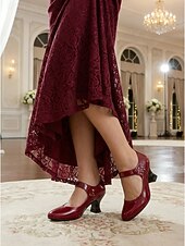 billiga Brudens/Brudgummens mor-Damskor med vintage-motiv från 1920-talet, gula Mary Jane-klackar – utskurna pumps med böjd klack, klassisk lacklook för Gatsby-fester, swingdans och speciella tillfällen