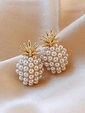 Χαμηλού Κόστους Γάμος ACC-Γυναικεία σκουλαρίκια με κρεμαστό κόσμημα από ψεύτικο μαργαριτάρι ανανά, κομψά τροπικά κοσμήματα, ντελικάτα νυφικά σκουλαρίκια vintage για γάμους, πάρτι, βραδινές εκδηλώσεις και ειδικές περιστάσεις