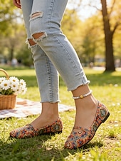 voordelige Platte damesschoenen-Dames Mary Jane ballerina's met bloemenprint - casual stijl met bandje, comfortabele alledaagse schoenen voor dames, ideaal voor reizen, theekransjes en informele uitjes. &amp;dagelijkse kleding