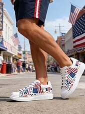  Sneakers slip-on bianche da uomo per il 250° anniversario degli Stati Uniti: comfort elegante per tutti i giorni con suola in gomma resistente per un abbigliamento casual, versatili per tutte le occasioni