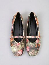 voordelige Platte damesschoenen-Dames Mary Jane ballerina's met bloemenprint - casual stijl met bandje, comfortabele alledaagse schoenen voor dames, ideaal voor reizen, theekransjes en informele uitjes. &amp;dagelijkse kleding