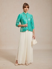  Naisten Pusero Mekkoiset topit Ilta Topit Paljetti Sulka Tyylikäs 3/4 hiha Pystykaulus Tavalliset topit Iltajuhlat Muodolliset vaatteet Cocktail-asu Telkkä Kevät Syksy Talvi