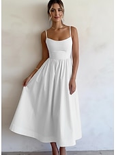 economico Abiti di Laurea-Per donna Abito Midi Vestito Casual Abito a trapezio Abito Estivo Elegante Moda Moderno All'aperto Vacanza Uscire Vestibilità regolare Semplice Senza Maniche Spalline Blu Bianco Rosa Viola Estate