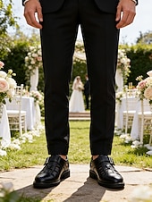 halpa Sandals-Men's Wedding Shoes, Classic Black Faux Leather Comfortable Fit, Perfect for Groom and Wedding Ceremonies