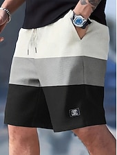 baratos Calções Estilo Casual-Homens Calções Waffle Calção Shorts casuais Bolsos Cintura elástica Tecido Conforto Respirável Comprimento do joelho Casual Ao ar livre Praia Férias Moda Preto Branco Sem Elasticidade